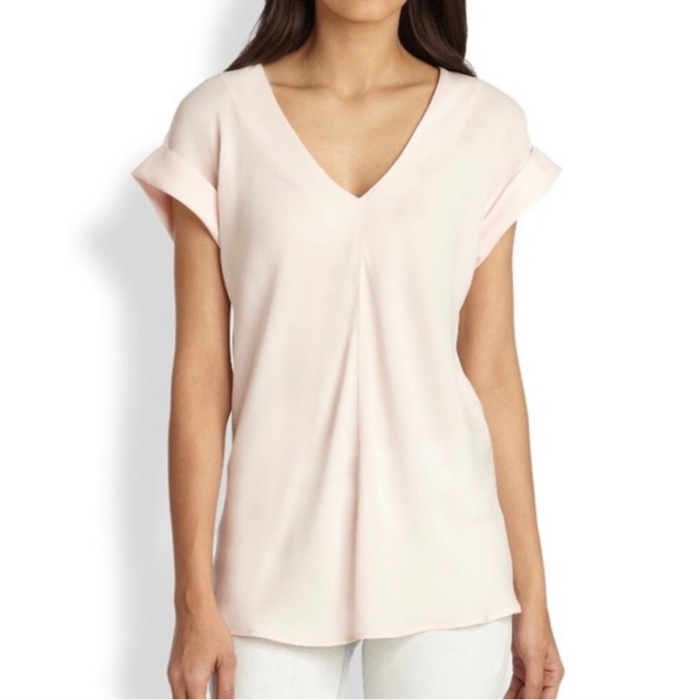 Theory Gyda Blush Silk Blouse